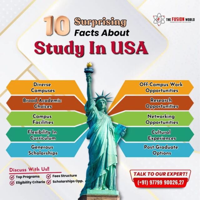 🇺🇸 Did you know? 📚 Studying in the USA isn't just about books and lectures! 

🎉 Discover the surprising side of the American education experience at Fusion World. 

🌟 From vibrant campus life to diverse cultural adventures, the USA offers more than you'd ever expect! 🌎

Enroll now for Jan & May 2024 Intake! Let's make your study abroad aspirations a reality! Contact us today.

[usa study, study in usa, usa study visa, study visa consultants, study abroad]