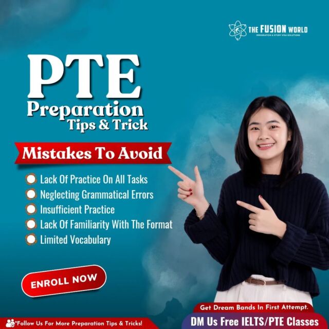 🌟 Don't let PTE prep pitfalls slow you down! 📚✨ Join the Fusion World fam and let's navigate this journey together. 🚀 Avoid common mistakes, stay focused, and conquer that PTE exam! 💪💯 

Book Your Free Demo Classes Today & Access to valuable study material with study abroad guidance. So what are you waiting for?

[pte, pte preparation, pte institute, pte coaching, pte training, pte exam, test prep]