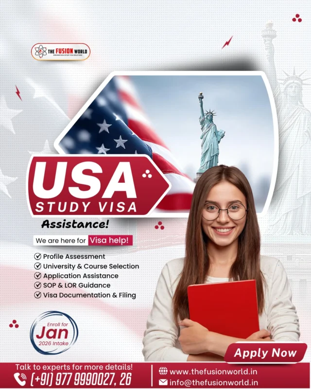 Ready to make your US study dreams a reality? 🇺🇸 Let us guide you every step of the way. From profile assessment to visa filing, we've got you covered. 

Book your FREE 1:1 consultation today! 

#USAStudyVisa #StudyAbroad #StudyVisa #EducationConsultants #DreamBig #FusionWorldConsultants