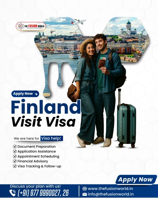Ready to explore the enchanting beauty of Finland? 🇫🇮 From vibrant cities to breathtaking landscapes, your Finnish adventure awaits!
Apply for your Finland Visit Visa today with us. 

Let us handle all:
✅ Document Preparation
✅ Application Assistance
✅ Appointment Scheduling
✅ Financial Advisory
✅ Visa Tracking & Follow-up

#FinlandVisa #VisitFinland #TravelToFinland #VisaHelp #DreamTrip #FusionWorldConsultancy