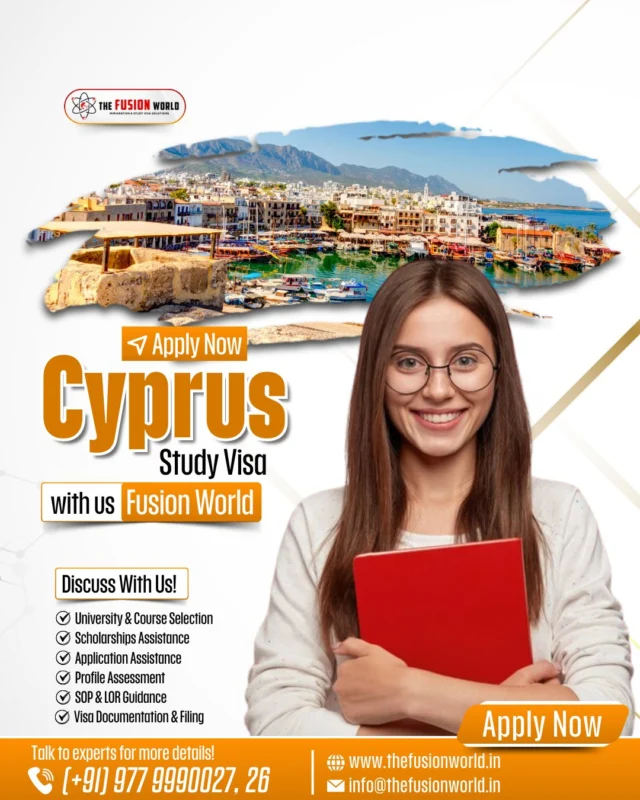 Dreaming of studying in Cyprus? 🇨🇾 We make it a reality. 

Get expert guidance for your study visa, scholarships, and more. Book your FREE 1:1 consultation today and start your journey.

#CyprusStudyVisa #StudyAbroad #StudyAbroadConsultants #FreeConsultation #ApplyNow #FusionWorldConsultancy