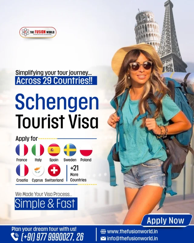 Dreaming of exploring Europe? Get your Schengen Tourist Visa with ease. 

We make your visa process simple & fast for 29+ countries, including France, Italy, and Spain. 

Ready for your adventure? Book a FREE 1:1 consultation with our experts now and start planning your dream tour.

#EuropeTrip #GlobalAdventures #SchengenVisaExperts #EuropeDreams #EuropeTravel #TouristVisa #VisaAssistance