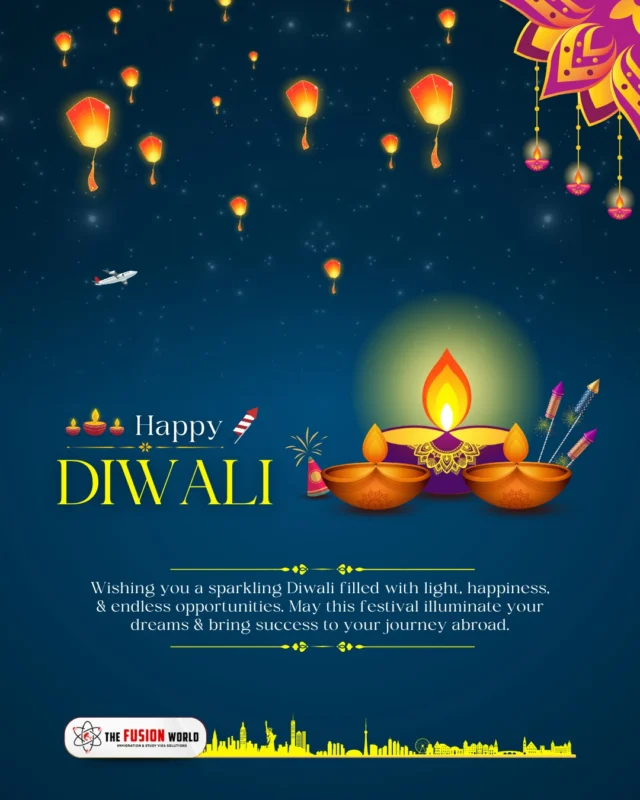 Wishing you a sparkling Diwali filled with light, happiness, and endless opportunities. ✨💫 May this festival illuminate your dreams and bring success to your journey abroad.

#HappyDiwali #Diwali2025 #DiwaliCelebration #DiwaliJoy #DiwaliVibes #FestivalOfLights #Fireworks #Crackers #FusionWorldVisaConsultancy