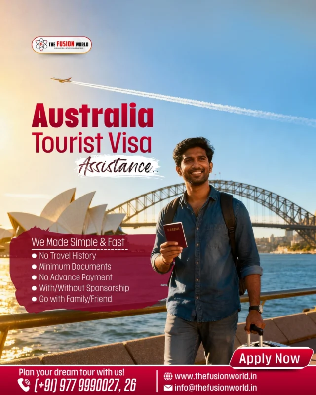 Ready to trade city lights for Sydney's stunning skyline? Get your Australia tourist visa sorted seamlessly—zero travel history needed, few docs, no advance payments, with or without sponsors.

Embark on your family adventure hassle-free. Book your 1:1 free consultation with our consultants.

#AustraliaVisa #TouristVisa #SydneyAdventures #VisaHelp #TravelDreams #VisaMadeEasy #FusionWorldVisaConsultancy