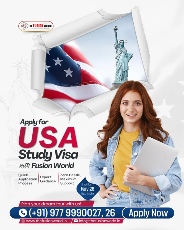 Achieve your American dream—secure your USA study visa with fast, expert guidance and maximum support. 

Start your journey with trusted consultants and step closer to global education. Book your 1:1 free consultation from our consultants. 

#USAStudyVisa #StudyInUSA #StudyAbroad #EducationConsultant  #VisaExperts #EducationConsultant #NextIntake #EducationConsultant
 #FusionWorldVisaConsultancy