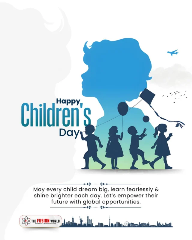 May every child dream big, learn fearlessly, and shine brighter each day. This Children’s Day, Fusion World Visa Consultancy celebrates the future leaders of tomorrow—empowering young minds with global opportunities and limitless hope.

#HappyChildrensDay #ChildrensDay #LittleStars #DreamBig #FutureLeaders  #Nov14 #Imagination #FusionWorldVisaConsultancy