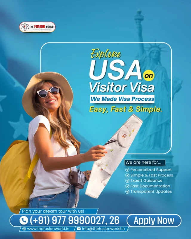Dreaming of iconic landmarks and endless adventures in the USA? 

At Fusino World, we simplify your Visitor Visa journey with expert guidance, fast processing, and personalized support—making your dream tour a reality, hassle-free.

Book your 1:1 free consultation from our consultants.

#ExploreUSA #USAVisa #VisitorVisa #TravelUSA #VisaConsultancy #EasyVisaProcess #FusinoWorldVisaConsultants
