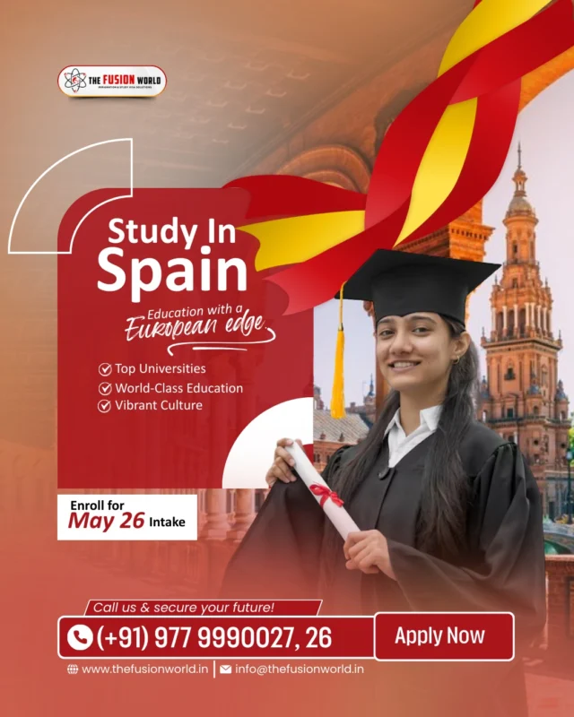 Dreaming of a European degree in Spain? Get honest guidance on courses, universities, budget, and timelines tailored to you. 

Book your 1:1 free consultation from our consultants and plan your May 26 intake with confidence.

#FusionWorldVisaConsultancy #StudyInSpain  #StudyAbroadConsultant #SpainIntake2026 #OverseasEducation #CareerAbroad
