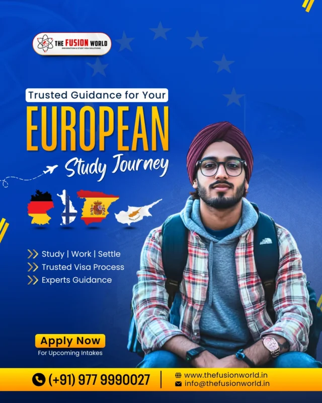 Ready to Study, Work, and Settle in Europe? 🇪🇺 We offer trusted visa processing for top destinations like Germany and Spain. 

Secure your future with a seamless application process. Upcoming intakes are filling fast so apply now to get the expert guidance you need! 🎓

📞 Call (+91) 977 9990027 or visit www.thefusionworld.in to apply.

#StudyInEurope #TheFusionWorld #StudentVisa #StudyAbroadLife #EducationGoals #UpcomingIntake