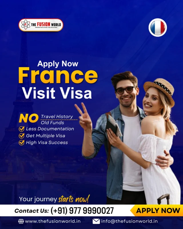 Paris is calling! Turn your dream European vacation into reality with our France Visit Visa services. No travel history or old funds needed. 

We ensure high success rates with minimal documentation. Your journey starts now with us. Contact us to apply today.

📞 Call: (+91) 9779990027 
🌐 Visit: www.thefusionworld.in

#FranceVisa  #SchengenVisa #TravelGoals #VisaSuccess #ExploreFrance #FusionWorldVisaConsultancy
