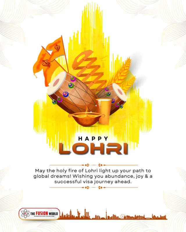 May the holy fire of Lohri light up your path to global dreams! Wishing you abundance, joy, and a successful visa journey ahead. Happy Lohri 2026 from Fusion World Visa Consultancy.

#HappyLohri2026 #LohriVibes #NewBeginnings #FusionWorld #VisaConsultancy #DreamBig #GlobalDreams #ImmigrationServices #TravelGoals #HarvestFestival #StudyAbroad #VisaSuccess