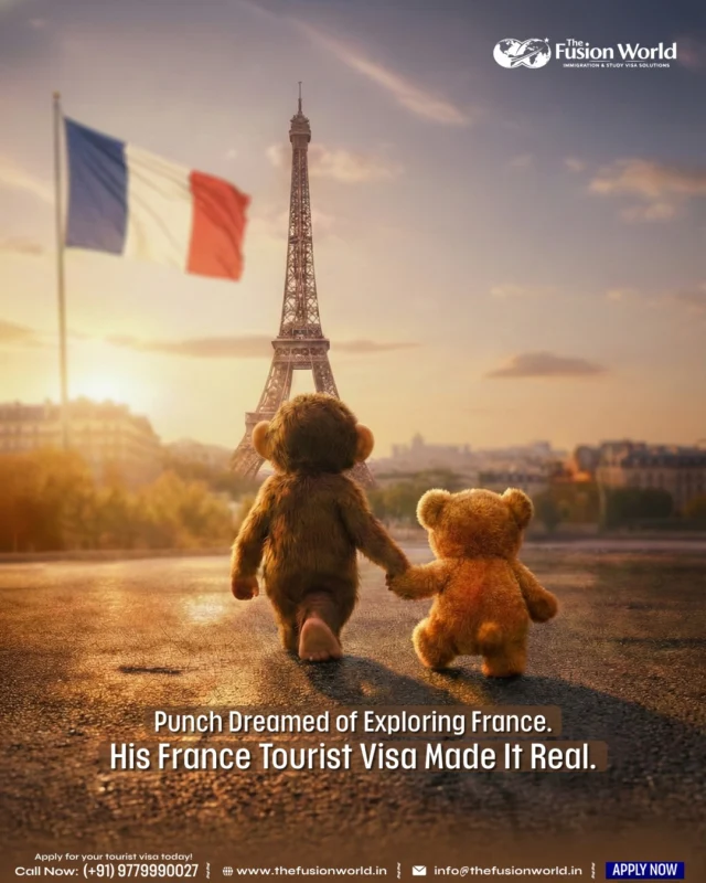 Punch dreamed of Paris, cobblestones, croissants, and the Eiffel Tower glowing at sunset. With Fusion World, his France tourist visa turned that dream into a walking, hand-holding reality. 

Now your turn starts your journey with the right visa partner. Let us make it happen for you!

#FranceTouristVisa #ExploreEurope #TheFusionWorld #VisaConsultants #TravelDreams #ParisAwaits #SchengenVisa