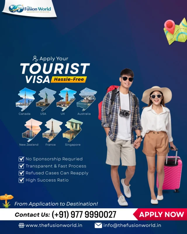Dreaming of exploring the world? Apply for your Tourist Visa hassle-free with expert guidance. 

Visit top destinations like Canada, USA, UK, Australia, and more with a transparent and fast process. 

Start your journey with The Fusion World today.

 #TouristVisa #VisitVisa #visaservices 
#VisitAbroad #VisaConsultant #TheFusionWorld