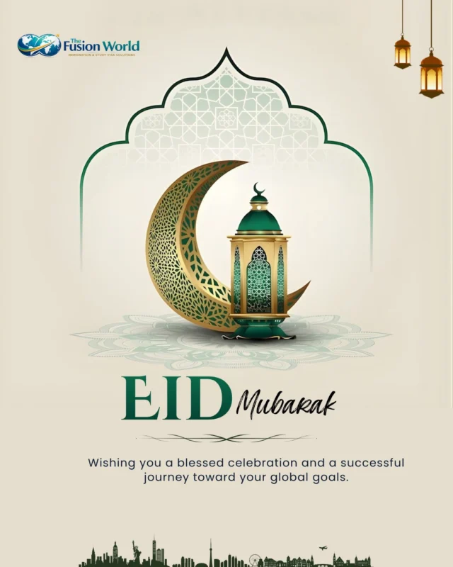 Fusion World Visa Consultancy wishes you Eid Mubarak! Wishing you a blessed celebration and a successful journey toward your global goals.

#EidMubarak #Eid2026 #FestiveJoy #PeaceAndProsperity #BlessingsAlways #CelebrateEid #TheFusionWorld