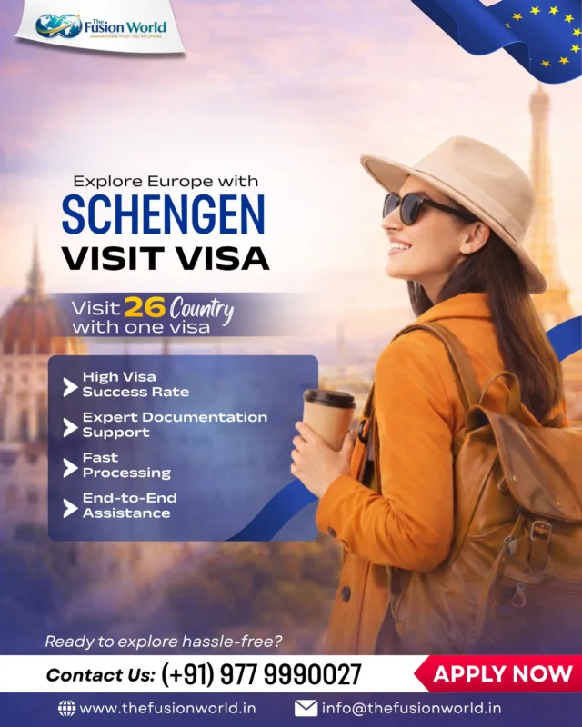 Explore Europe effortlessly with a Schengen Visit Visa and travel across 26 countries with one visa. 

Our experts ensure a smooth, high-success application process so you can just focus on packing your bags. 

Ready to travel? Apply Now
📞 (+91) 9779990027

#VisitEurope #SchengenVisitVisa #TravelEuropeFromIndia  #EuropeVisitVisa #TheFusionWorld