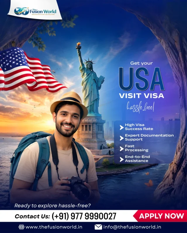 Ready to explore the USA hassle-free? Get your visit visa with expert documentation, fast processing, and end-to-end support. 

Start your journey today and turn your travel dreams into reality with trusted guidance.

📞 (+91) 9779990027
🌐 www.thefusionworld.in

#USAVisa #VisitUSA #VisaServices #TravelAbroad #HassleFreeTravel #ApplyNow