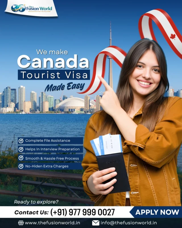 Planning a Canada trip? 🇨🇦 Explore the complete Canada Tourist Visa process, required documents, and expert tips for faster approval. Avoid delays and travel stress with professional guidance. 

Start your Canada journey smoothly today.
📞(+91) 977 999 0027

#CanadaTouristVisa #CanadaVisitorVisa #VisitCanada #CanadaVisaIndia #TravelAbroad #VisaConsultant #ApplyNow #CanadaTravel #TheFusionWorld
