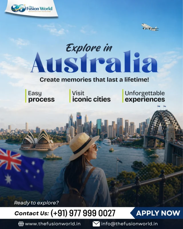 Explore Australia with a hassle-free tourist visa process. Discover iconic landmarks, vibrant cities, and scenic coastlines. 

Get expert assistance to plan your perfect vacation and create unforgettable memories with a smooth and reliable visa experience.

Apply now for your Australia tourist visa with expert guidance.

#AustraliaTouristVisa #VisitAustralia #AustraliaTravel #TouristVisa #TravelAustralia #HolidayAustralia #VisaAssistance #TheFusionWorld