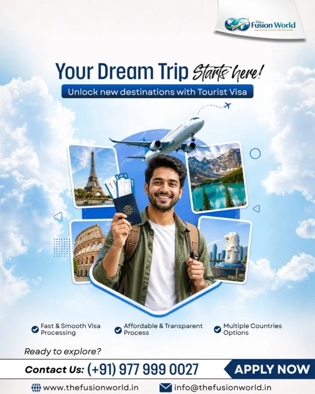 🌍 Your dream trip starts here ✈️

From iconic cities to hidden gems. your passport is your gateway to the world.

With Fusion World Visa Consultancy:
✔️ Easy tourist visa process
✔️ Affordable & transparent fees
✔️ Travel to multiple countries hassle-free

Paris. Rome. Singapore. Canada. Where are you going next?

💬 Comment your dream destination below 👇

📞 +91 977 999 0027
🌐 www.thefusionworld.in

#TouristVisa #VisaServices #TravelGoals #ExploreTheWorld #VisaConsultant #TravelMore #InternationalTrips #DreamVacation #FusionWorld