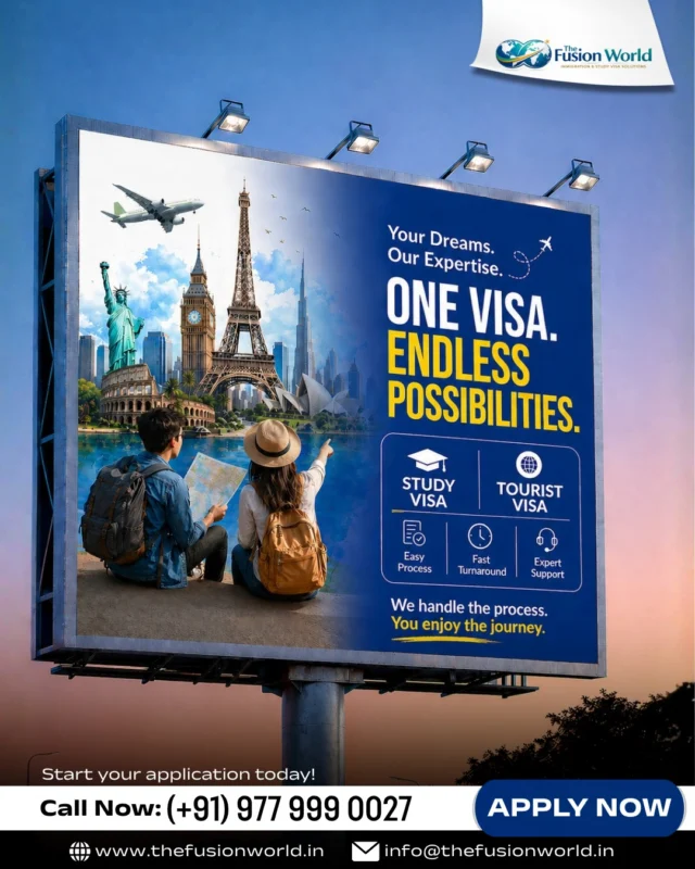 ✈️ One Visa. Endless Possibilities 🌍

Study in your dream country or explore the world. it all starts with one step.

Fusion World Visa Consultancy makes it easy:
✔️ Study visa support
✔️ Tourist visa processing
✔️ Fast approvals, expert guidance

📍 From India to the world. we’ve got you covered

💬 Drop your dream destination below 👇

📞 +91 977 999 0027
🌐 www.thefusionworld.in

#StudyAbroad #TouristVisa #VisaConsultant #TravelGoals #AbroadLife #VisaIndia #ExploreMore #TheFusionWorld