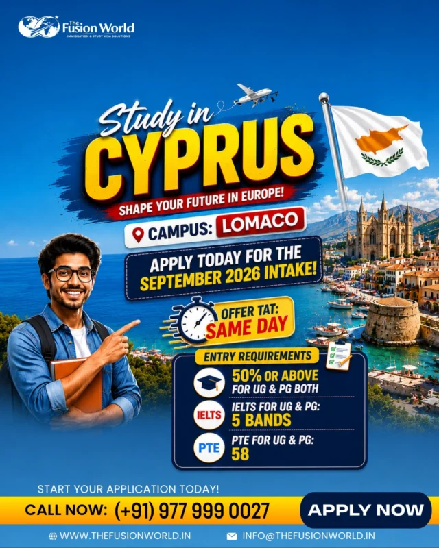 Dreaming of studying in Europe? Cyprus could be your next big move! Apply for Lomaco Campus through The Fusion World and get expert support for admissions, offer assistance, and student visa guidance. Your future abroad starts with one smart step.

  #StudyInCyprus #StudyAbroad #StudyInEurope #CyprusUniversity #StudentVisa #InternationalEducation #LomacoCampus #TheFusionWorld #AbroadEducation #StudyVisa #FutureInEurope #UGAdmission #PGAdmission #IndianStudentsAbroad #ApplyNow