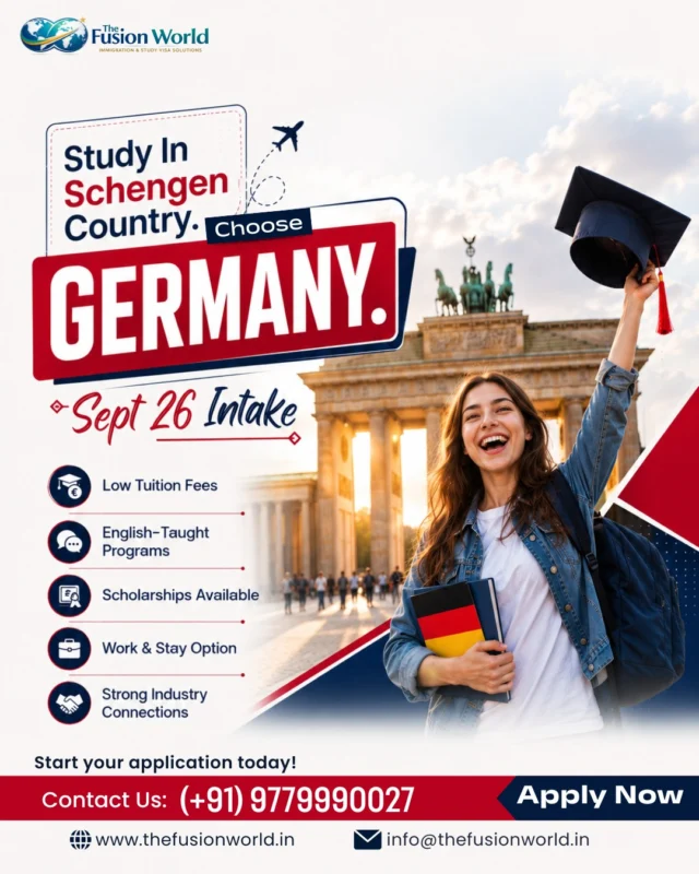 🎓🇩🇪 Study in Germany for September 2026 Intake!

Looking for a top-quality international education without the high tuition costs? Germany offers globally recognized degrees, excellent career opportunities, English-taught programs, scholarships, and post-study work pathways.

✨ Benefits of studying in Germany:
📚 Low Tuition Fees
🌍 English-Taught Programs
🎓 Scholarship Opportunities
💼 Work & Stay Options
🤝 Strong Industry Connections

Whether you're planning your bachelor's, master's, or specialized program, Germany can open doors to a successful global career.

Start preparing early and explore your study options for the upcoming intake.

🌟 Your international education journey begins here!

#StudyInGermany #GermanyUniversities #StudyAbroadLife #InternationalEducation #GermanyVisa #Scholarships #StudentLifeGermany #MastersInGermany