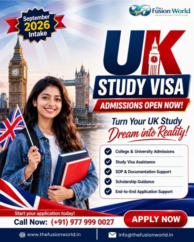 🎓 Your UK study journey starts here! 🇬🇧

September 2026 admissions are now open. Get expert support for university admissions, SOP, scholarships, documentation, and your UK Study Visa application. Apply with confidence today!

#UKStudyVisa #StudyInUK #InternationalStudents #StudyAbroad #September2026