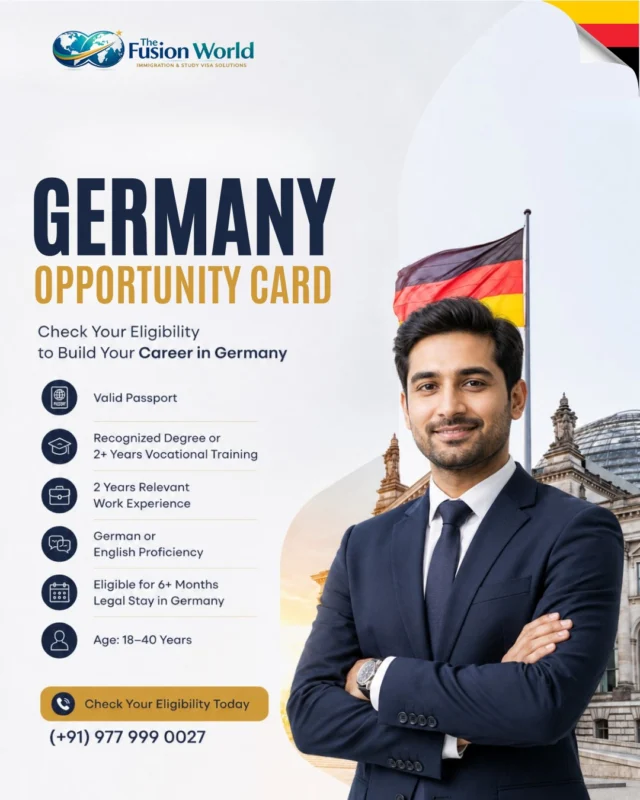 Looking to build your career in Germany? Check your eligibility for the Germany Opportunity Card based on your qualifications, work experience and language proficiency. 

Take the first step toward new career opportunities in Germany.
Check your eligibility today: (+91) 977 999 0027

#germanyopportunitycard #workingermany #germanyjobs #careeringermany

[germany opportunity card, opportunity card germany, work in germany, germany job opportunities]