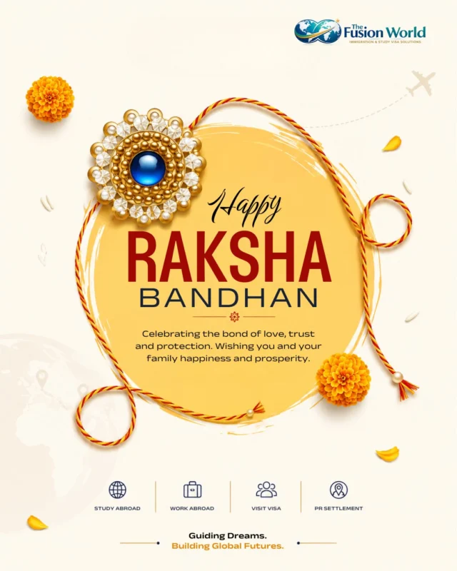 ✨ Wishing you a joyful and blessed Raksha Bandhan from everyone at Fusion World Visa Consultancy.! ✨

#happyrakshabandhan #rakshabandhan #rakhi #siblinglove #familybond #festivewishes #fusionworldvisaconsultancy